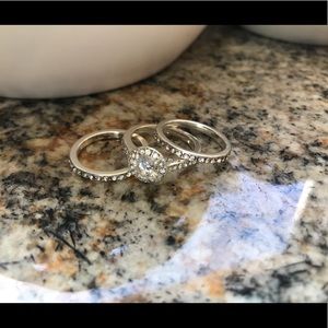 Infinite Romance 3 piece CZ Engagement ring set